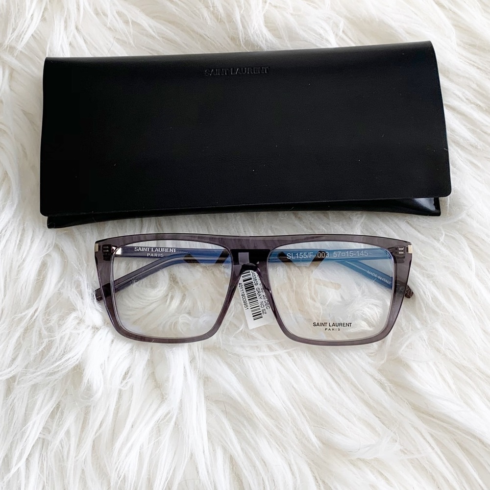 Saint Laurent Transparent Lavender Rectangular Glasses - Picture 8 of 13